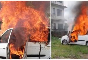 कीर्तिपुरमा आगलागी भएको कारबाट एक जनाको शव निकालियो